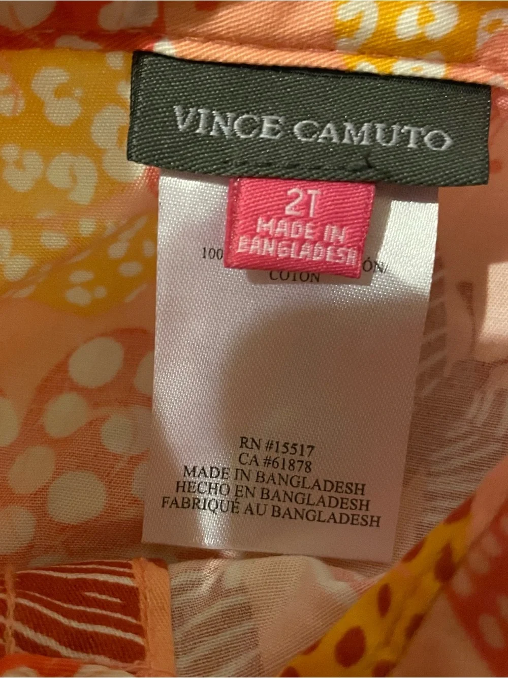 VINCE CAMUTO cotton butterfly dress 2T NWT